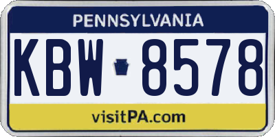 PA license plate KBW8578