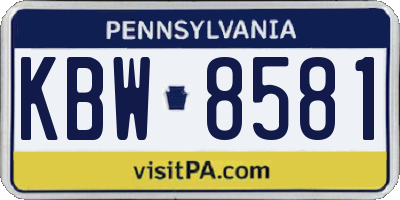 PA license plate KBW8581