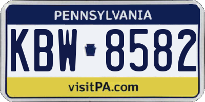 PA license plate KBW8582