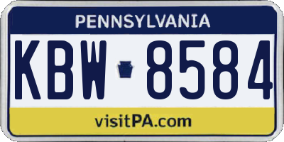 PA license plate KBW8584