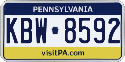 PA license plate KBW8592