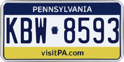 PA license plate KBW8593