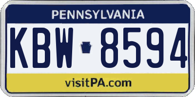 PA license plate KBW8594