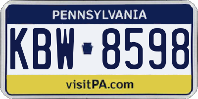 PA license plate KBW8598