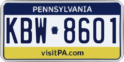 PA license plate KBW8601