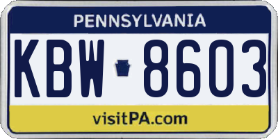 PA license plate KBW8603