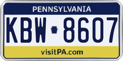PA license plate KBW8607