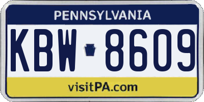 PA license plate KBW8609