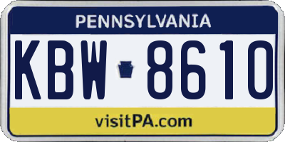 PA license plate KBW8610