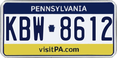 PA license plate KBW8612