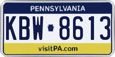 PA license plate KBW8613