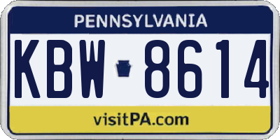 PA license plate KBW8614