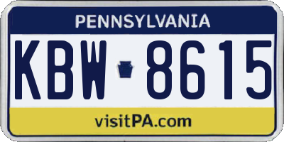 PA license plate KBW8615