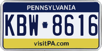 PA license plate KBW8616