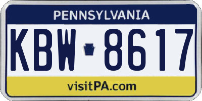 PA license plate KBW8617