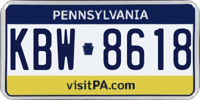 PA license plate KBW8618