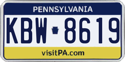 PA license plate KBW8619