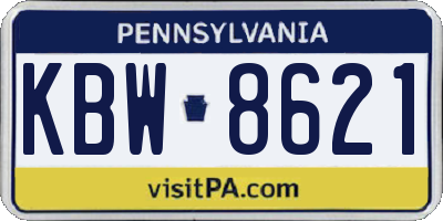 PA license plate KBW8621