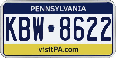 PA license plate KBW8622