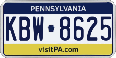 PA license plate KBW8625