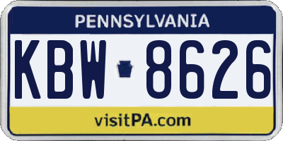 PA license plate KBW8626
