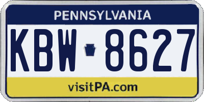PA license plate KBW8627