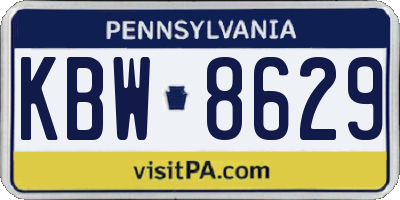 PA license plate KBW8629