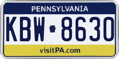 PA license plate KBW8630