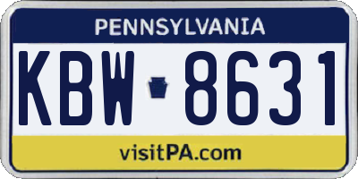 PA license plate KBW8631
