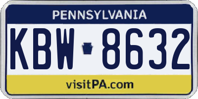 PA license plate KBW8632