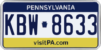 PA license plate KBW8633