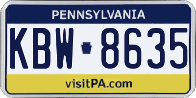 PA license plate KBW8635