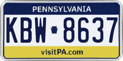 PA license plate KBW8637