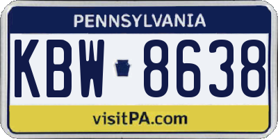 PA license plate KBW8638