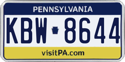 PA license plate KBW8644