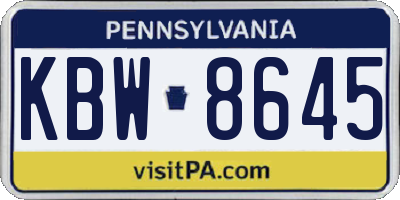 PA license plate KBW8645