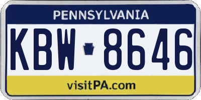 PA license plate KBW8646