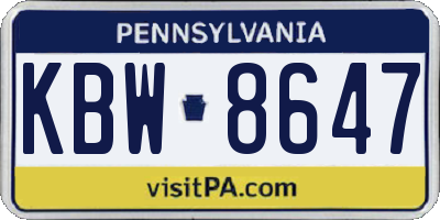 PA license plate KBW8647