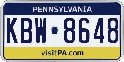 PA license plate KBW8648