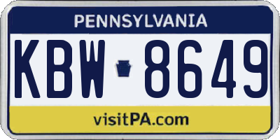 PA license plate KBW8649