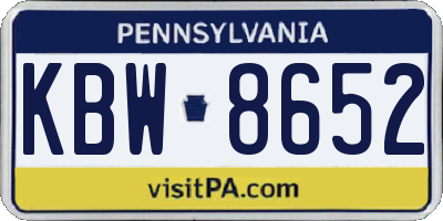 PA license plate KBW8652