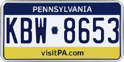 PA license plate KBW8653