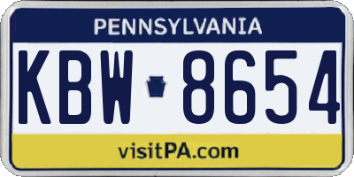 PA license plate KBW8654