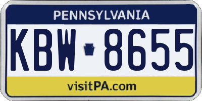 PA license plate KBW8655