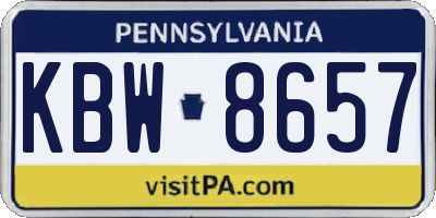 PA license plate KBW8657