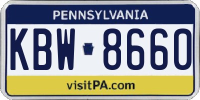 PA license plate KBW8660