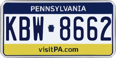 PA license plate KBW8662