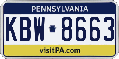 PA license plate KBW8663
