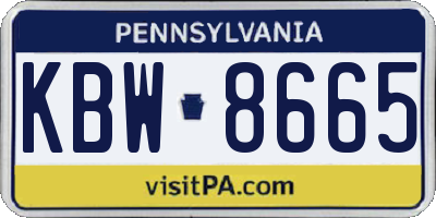 PA license plate KBW8665