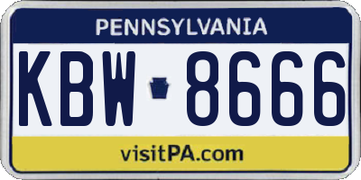 PA license plate KBW8666